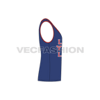 Mens wide neck gym tank flat sketch, side view