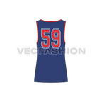 Mens wide neck gym tank flat sketch, back view