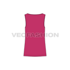 Mens wide v-neck gym tank flat sketch, back view