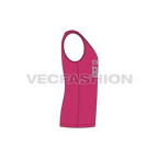 Mens wide v-neck gym tank flat sketch, side view