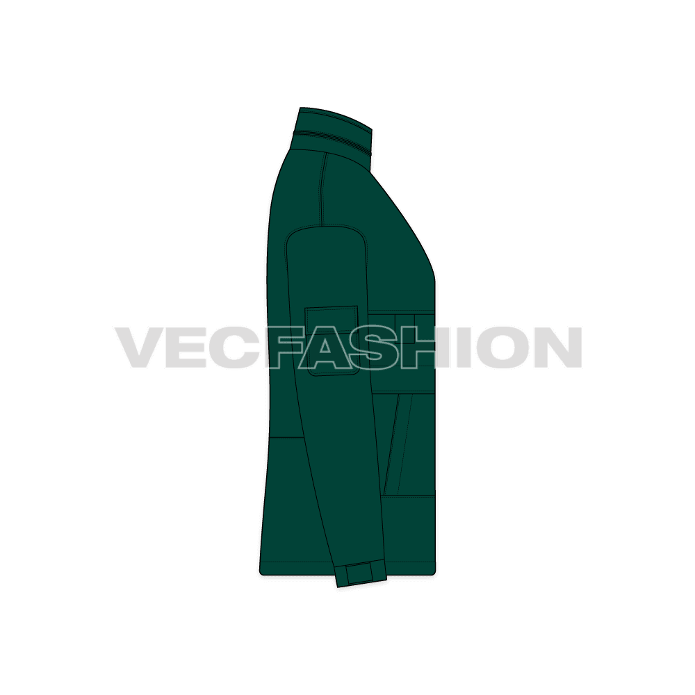 Mens Windbreaker Jacket flat sketch, side view