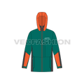 Mens Windbreaker Jacket flat sketch, front view