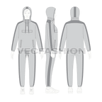 Mens windbreaker set flat sketch, all views on croqui