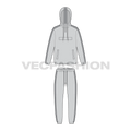 Mens windbreaker set flat sketch, front view