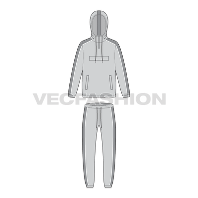 Mens windbreaker set flat sketch, front view