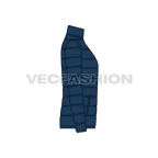 Mens winter goose down jacket flat sketch, side view