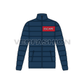 Mens winter goose down jacket flat sketch, front view