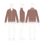 Mens wool cardigan flat sketch, croqui sketch