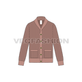 Mens wool cardigan flat sketch, front view