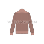 Mens wool cardigan flat sketch, back view