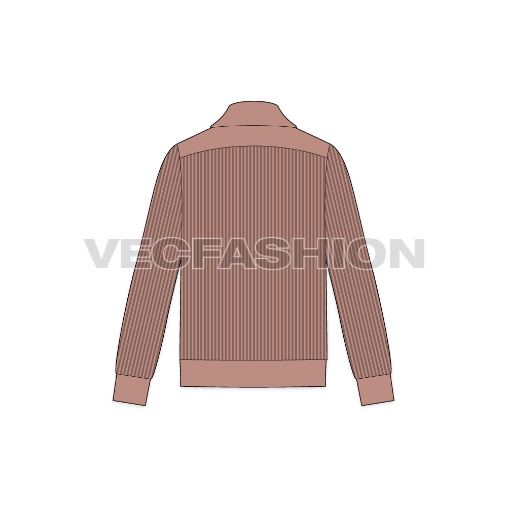mens shawl collar fashion design template , warm showing back view