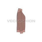 Mens wool cardigan flat sketch, side view