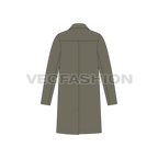 Mens Woolen Coat flat sketch, back view