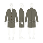 Mens Woolen Coat flat sketch, croqui sketch