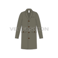 Mens Woolen Coat flat sketch, front view