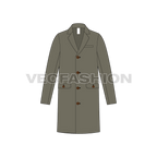 Mens Woolen Coat flat sketch, front view