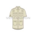 Mens work shirt flat sketch, front view