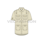 Mens work shirt flat sketch, front view