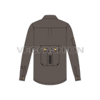 Mens work shirt long sleeved flat sketch, back view