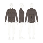 Mens work shirt long sleeved flat sketch, croqui sketch
