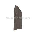 Mens work shirt long sleeved flat sketch, side view