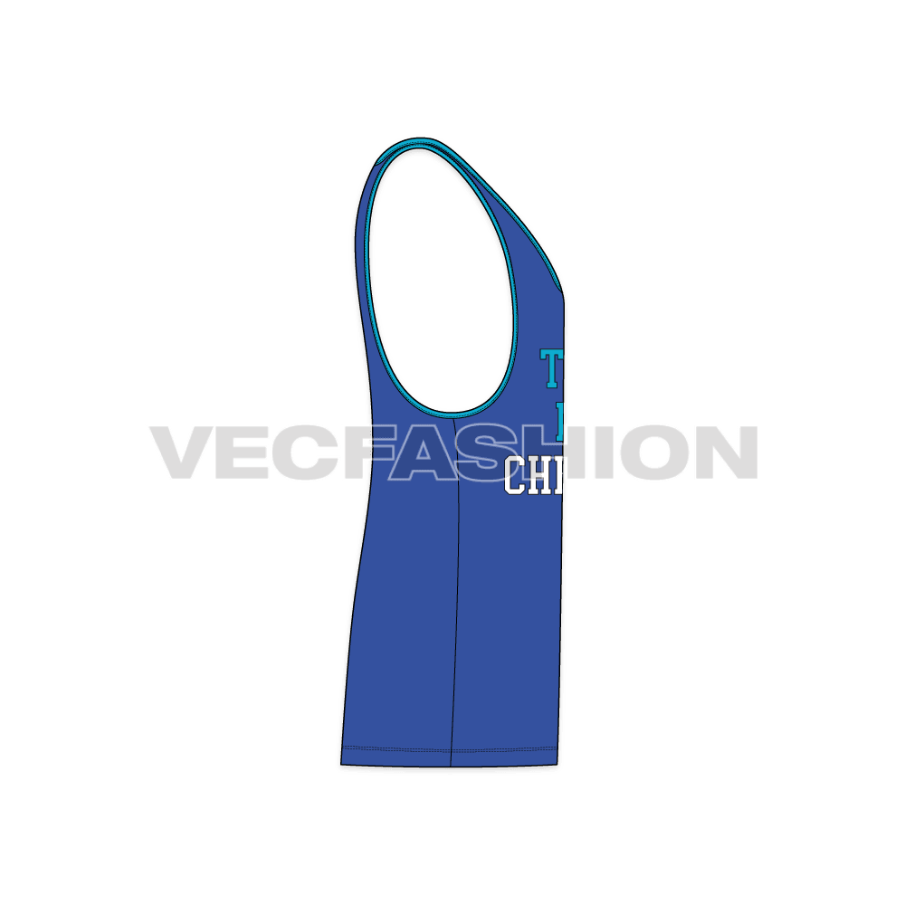 Mens workout gym tank flat sketch, side view