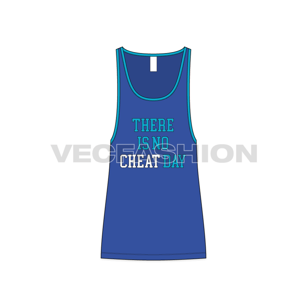 Mens workout gym tank flat sketch, front view