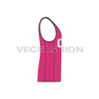 Mens workout tank, deep neckline flat sketch, side view