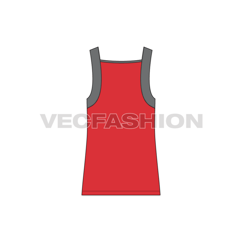 Mens workout tank flat sketch, back view