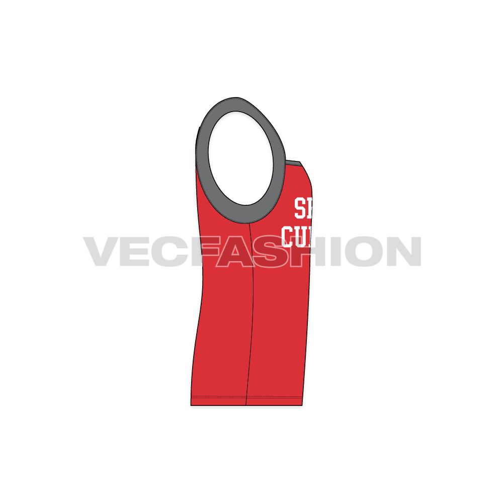 Mens workout tank flat sketch, side view