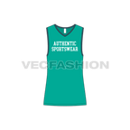 Mens workout tank, contrast binding flat sketch, front view
