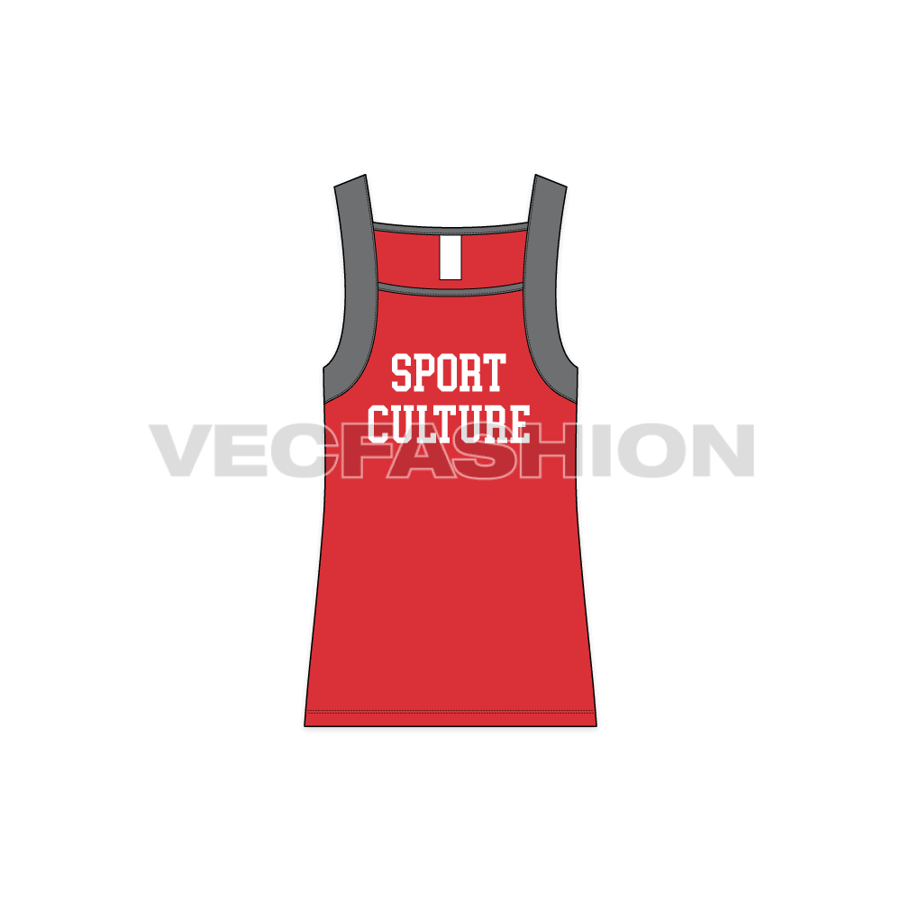 Mens workout tank flat sketch, front view