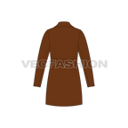 Mens Wrap Coat flat sketch, back view