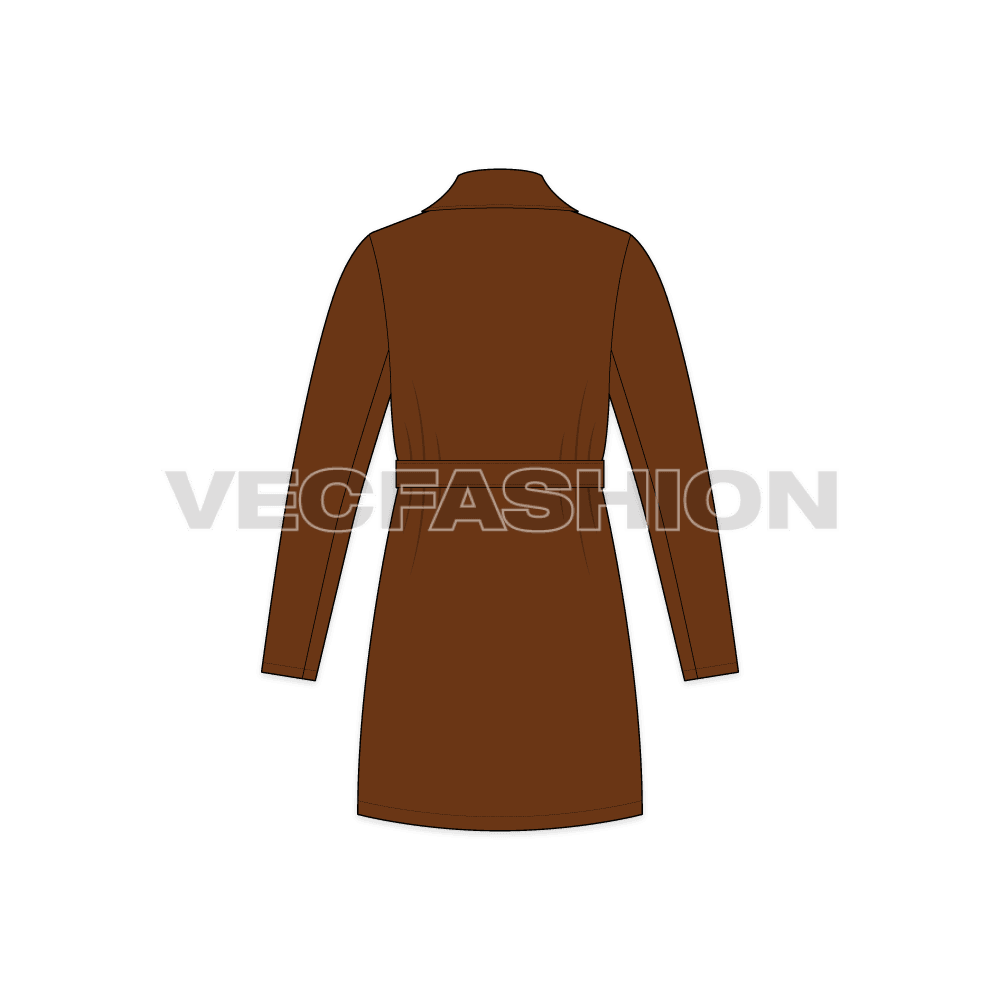 Mens Wrap Coat flat sketch, back view
