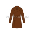 Mens Wrap Coat flat sketch, front view