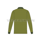 Mens yarn dyed polo shirt flat sketch, back view