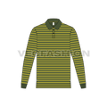 Mens yarn dyed polo shirt flat sketch, front view