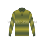 Mens yarn dyed polo shirt flat sketch, front view