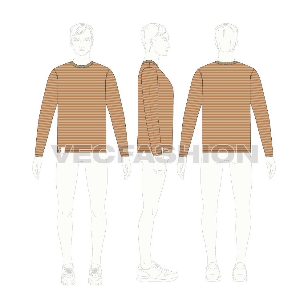 Mens yarn dyed shirt flat sketch, croqui sketch