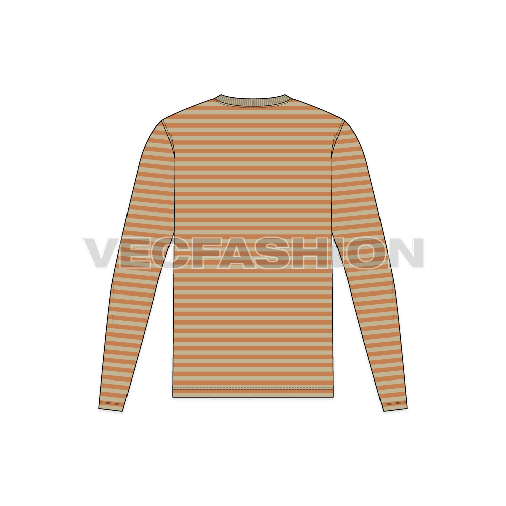 Mens yarn dyed shirt flat sketch, back view