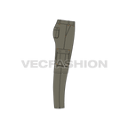 Mens zip-off cargo pants flat sketch, side view