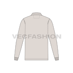 Mens zip-up polo shirt flat sketch, back view