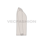 Mens zip-up polo shirt flat sketch, side view