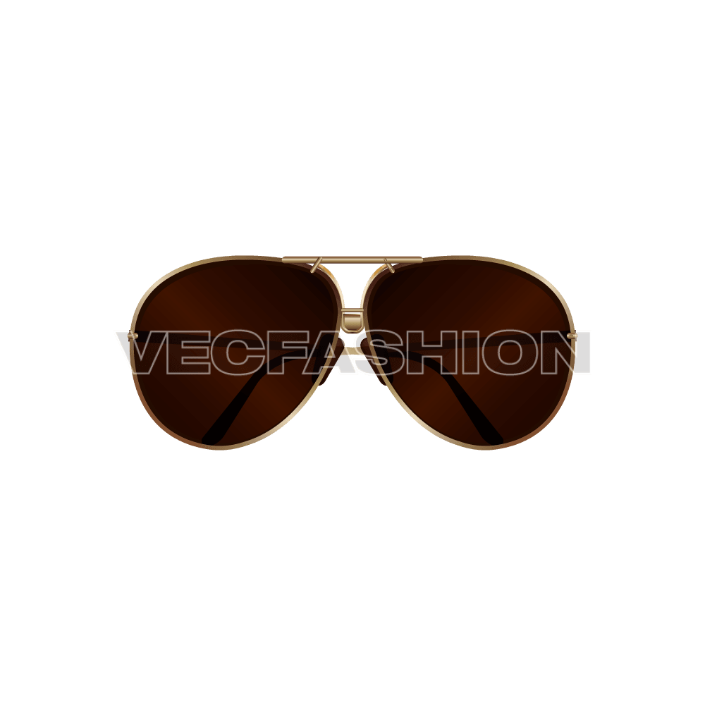 Metallic brown sunglasses flat sketch