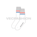 Mid-length socks, branding text flat sketch