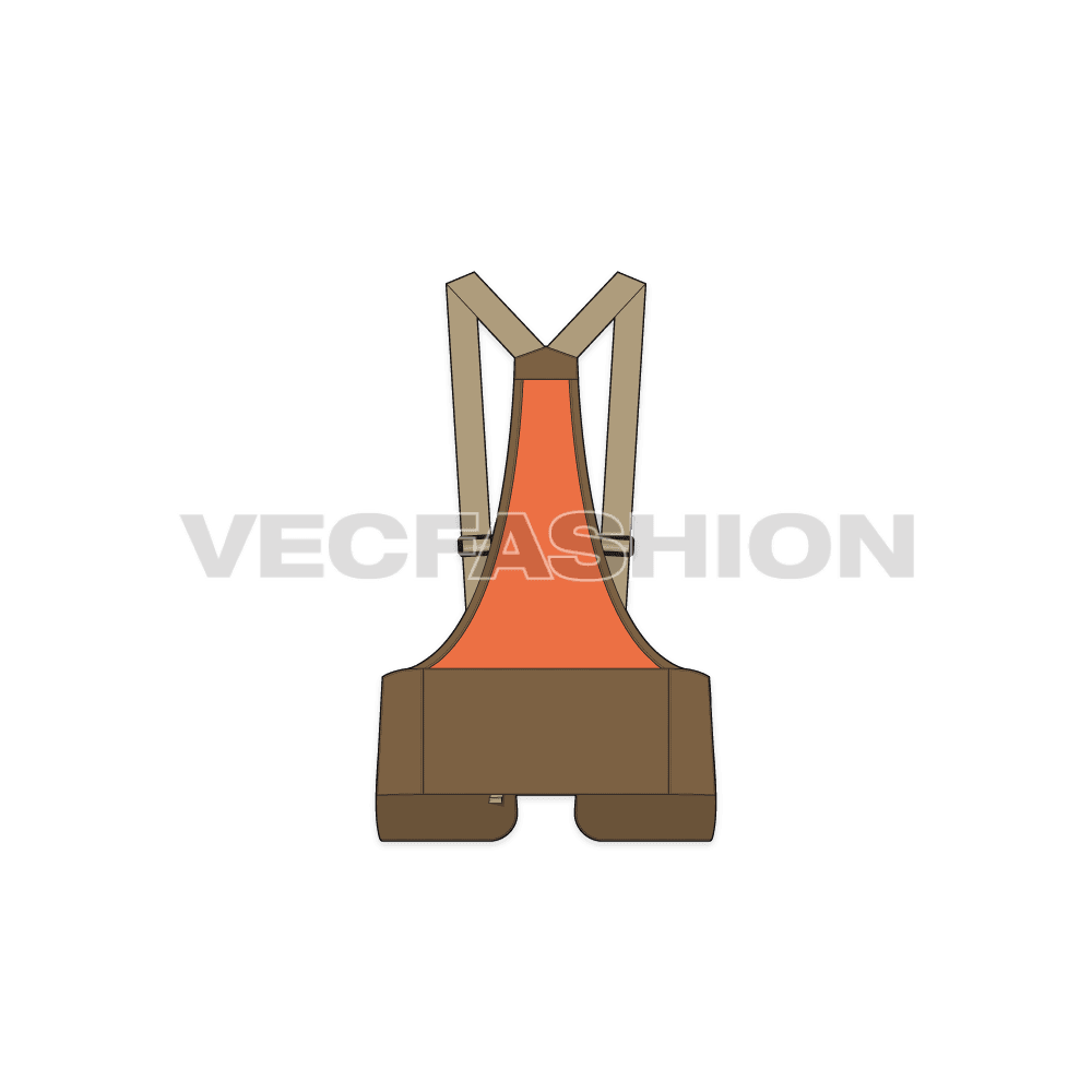 Military pocket vest flat sketch, back view