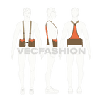 Military pocket vest flat sketch, croqui sketch