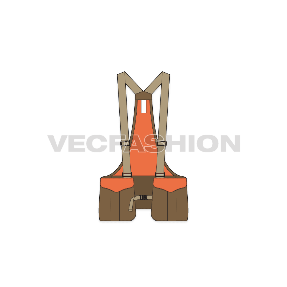 Military pocket vest flat sketch, front view