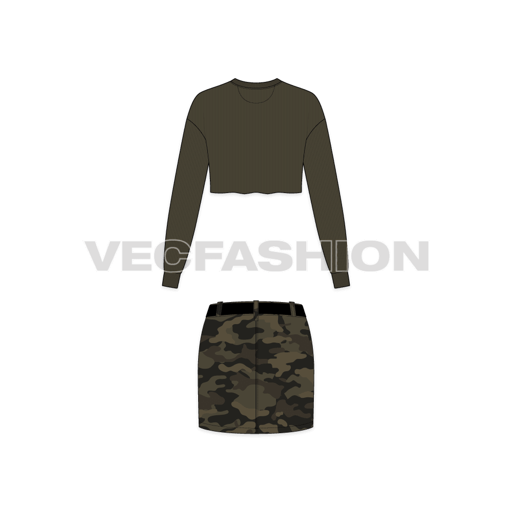 Mini Camo Skirt With Cropped Top