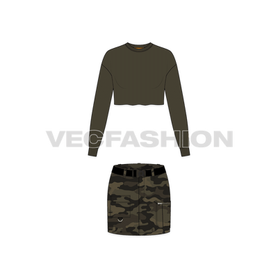 Mini Camo Skirt With Cropped Top